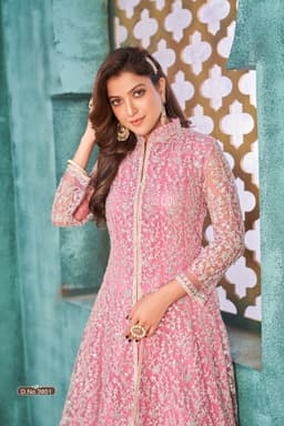 Pink Net Anarkali Suit