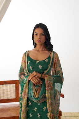 Emerald Green Organza Suit