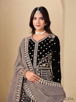 Black Velvet Embroidered Anarkali