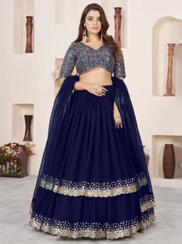 Royal Navy Blue Georgette Lehenga