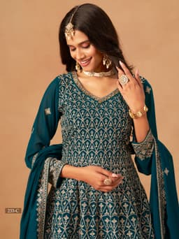 Teal Georgette Palazzo Suit