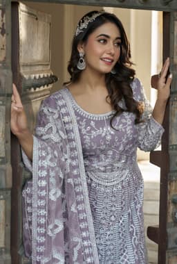 Lavender Designer Anarkali Suit