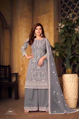 Grey Designer Palazzo Suit