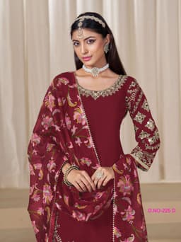 Wine Silk Patiala Suit Set