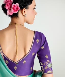 Purple Sea Green Organza Saree for Party Wear