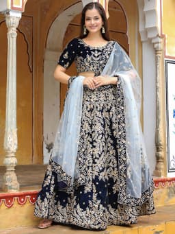Navy blue Bridal Lehenga Choli for wedding