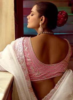 White Reception Work Saree