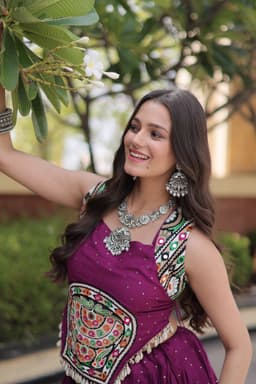 Wine Rayon Festive Lehenga Set for Navratri & Garba