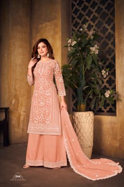 Peach Designer Palazzo Suit