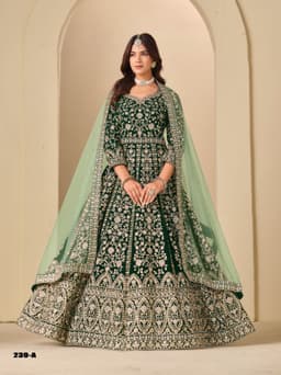 Emerald Velvet Anarkali Suit
