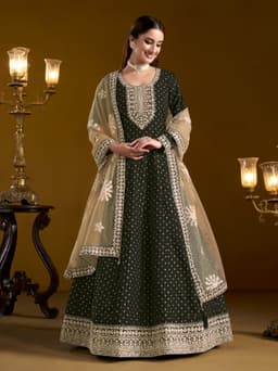 Elegant Green Festive Anarkali Gown