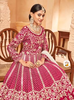 Rani Pink Art Silk Anarkali Suit