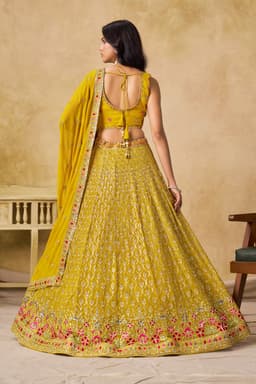 Yellow Georgette Embroidered Lehenga Choli