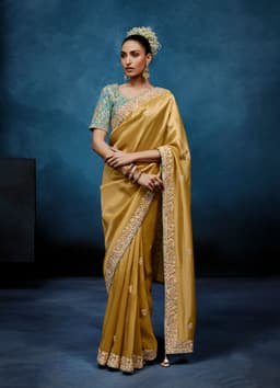 Royal Mustard Gold Fancy Saree with Heavy Embroidery