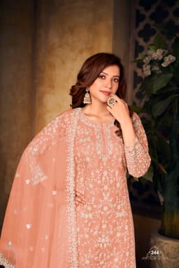 Peach Designer Palazzo Suit