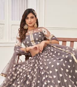Grey Net Lehenga Choli