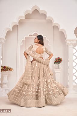 Champagne Beige Butterfly Net Lehenga Choli