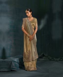 Grey Ziraf Silk Designer Bridal Wear Saree