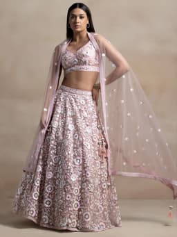 Blush Pink Sequin Lehenga for Wedding & Reception