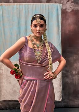 Mauve Pink Two Tone Silk Saree | Wedding Saree Guest