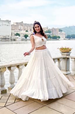 Ivory Gamthi Lehenga for Garba, Navratri & Festive Events
