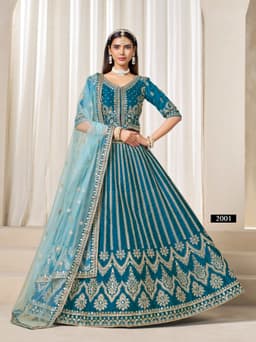 Sky blue Indian Bridal Lehenga For Wedding look