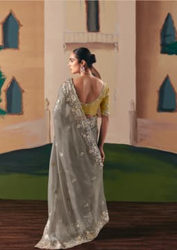 Designer Grey Wedding Saree Collection