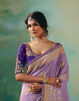 Lavender Reception Wear Silk Saree