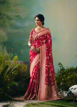 Ruby Red Wedding Wear Silk Saree