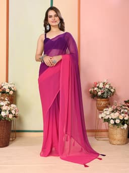 Acossa Enterprise Purple–Pink Ready to Wear Saree – Lightweight Daily Wear Draped Saree