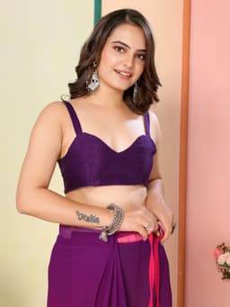 Acossa Enterprise Purple–Pink Ready to Wear Saree – Lightweight Daily Wear Draped Saree