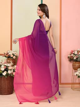 Acossa Enterprise Purple–Pink Ready to Wear Saree – Lightweight Daily Wear Draped Saree