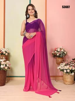 Acossa Enterprise Purple–Pink Ready to Wear Saree – Lightweight Daily Wear Draped Saree