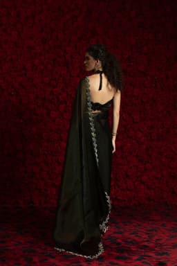 Black Tissue Chiffon Handwork Jarkan Saree – Evening Party Wear