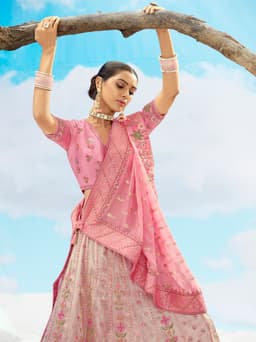 Blush Pink Designer Bridal Lehenga with Heavy Embroidery