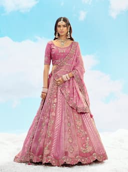 Rani Pink Designer Bridal Lehenga with Heavy Embroidery
