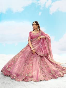 Rani Pink Designer Bridal Lehenga with Heavy Embroidery