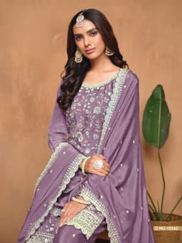 Embroidered Purple Palazzo Suit for Women | Festive Salwar Kameez