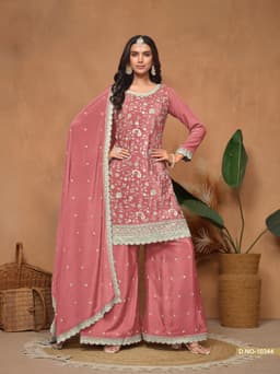 Embroidered Pink Palazzo Suit for Women | Designer Salwar Kameez