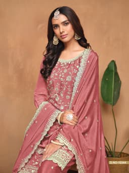 Embroidered Pink Palazzo Suit for Women | Designer Salwar Kameez