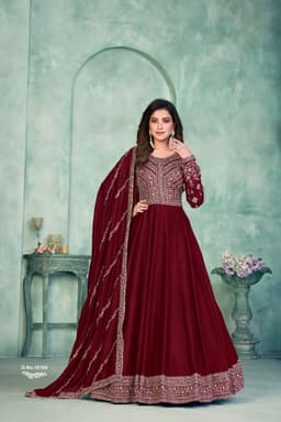 Maroon Traditional Anarkali Suit with Rich Embroidery