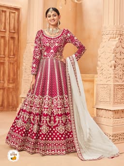 Rani Pink Bridal Style Anarkali Suit with Rich Embroidery
