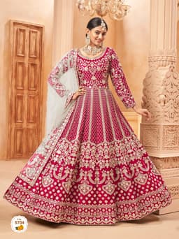 Rani Pink Bridal Style Anarkali Suit with Rich Embroidery