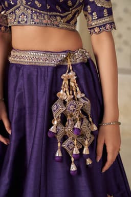 Royal Purple Silk Embroidered Lehenga Choli with Elephant Motifs