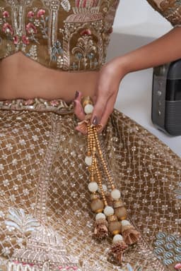 Mehendi Organza Tissue Lehenga Choli with Heritage Embroidery