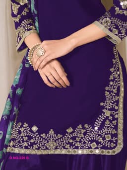 Purple Embroidered Punjabi Suit with Artistic Printed Dupatta