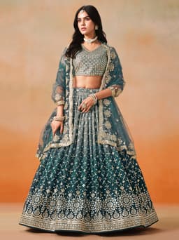 Dove Blue Designer Lehenga Choli with Zari & Sequin Work