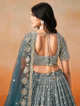 Dove Blue Designer Lehenga Choli with Zari & Sequin Work