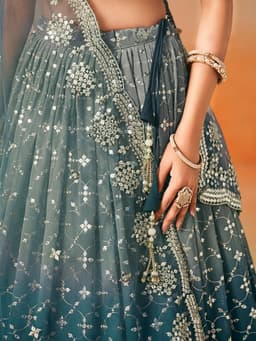Dove Blue Designer Lehenga Choli with Zari & Sequin Work