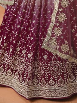 Maroon Georgette Lehenga with Zari & Sequin Embroidery – Reception & Wedding Wear
